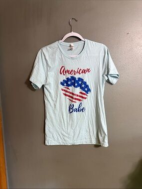 Bella Canvas Light Blue Graphic Tee with Red Print